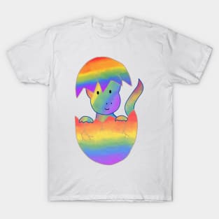 Pride Dinosaur Hatching from a Pride Rainbow Egg T-Shirt